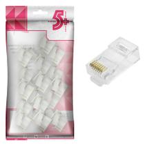 Kit 100 Conector Rj45 Utp Cat6 Banho De Ouro Cabo De Rede