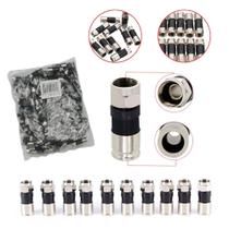 Kit 100 Conectores Coaxiais RG59 F Rosca Fácil Instalação - Ofertaher