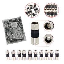 Kit 100 Conectores Coaxiais Rg59 Para Antena TV Instalação Sem Ferramentas