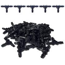 Kit 100 Conectores Te 4mm Irrigação Horta Jardim e Estufas - Durabilidade e Eficiência Garantida