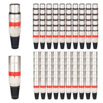 Kit 100 Conectores XLR 50 Macho 50 Fêmea Voik XLRRED Metal Vermelho