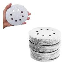 Kit 100 Disco de Lixa Pluma Branco 125mm Grão 80/120/320