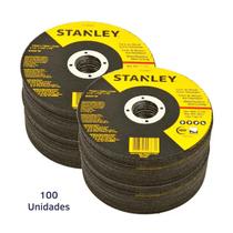 Kit 100 Discos de Corte Aço Inox Fino 4 1/2 Eixo 22,23mm Stanley Esmerilhadeira Ferro Aço Inox Metal