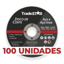 kit 100 Discos de Corte Metal 115x1,0mm