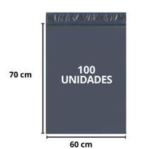 Kit 100 Envelope Seguranca Cinza L.70Cm X A.60Cm + 3Cm Aba X