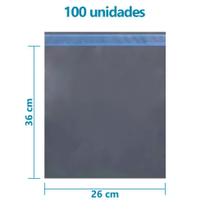 Kit 100 Envelopes de Segurança 26x36 Cinza E-Commerce - K&M Embalagens