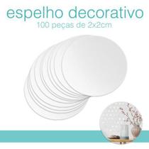 Kit 100 Espelho Acrílico - Circulos 2cm