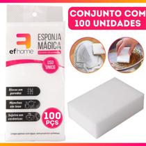 Kit 100 Esponja Mágica Bucha Melamina Tira Mancha Original Desengordura Limpeza