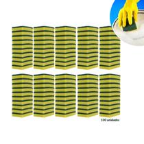 Kit 100 Esponjas de Lavar Louça Bucha De Limpeza Multiuso Dupla Face 3M Scotch Brite