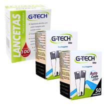 Kit 100 Fitas Tiras De Glicemia G-tech Vita + 100 Lancetas Kit 100 Fitas Tiras De Glicemia G-tech Vita + 100 Lancetas