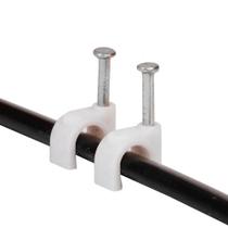 Kit 100 Fixador de Fios Cabos Parede com Prego 10mm