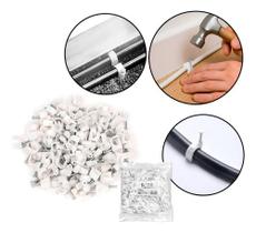 Kit 100 Fixador De Fios Cabos Parede Com Prego 10mm