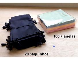Kit 100 Flanelas + 20 Saquinhos Para Oculos