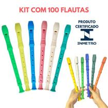 Kit 100 Flauta de Brinquedo Para Crianças Cores Sortidas Musica Prenda Flautinha De Brincar