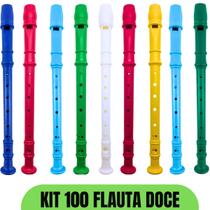 Kit 100 Flauta Doce Infantil Prenda Lembrancinha Festa Criança Brinquedo Aniversário Atacado