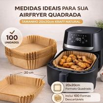 Kit 100 Formas Airfryer De Papel Antiaderente Quadrada 20x20 Kit 100 Formas Airfryer De Papel Antiaderente Quadrada 20x20