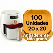 Kit 100 Formas Papel Airfryer Forro Antiaderente Não Gruda Quadrado Kit 100 Formas Papel Airfryer Forro Antiaderente Não Gruda Quadrado