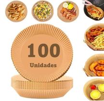 Kit 100 Forro Papel Airfryer Descartável Forma Antiaderente