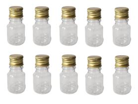 Kit 100 frascos pet plástico redondo 10ml tampa dourada