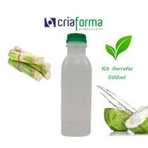 Kit 100 Garrafas Plásticas 500ml Tampa Verde Caldo de Cana & Água de Coco