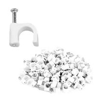 Kit 100 Grampo Fixa Fio Cabo Coaxial Miguelo 5mm Branco
