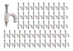 Kit 100 grampo miguelao fixa fio cabo coaxial 4mm branco prego de aco 14mm