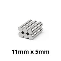 Kit 100 Imã Neodímio Disco Magnético N35 11 x 5 mm Super Forte Potente Redondo