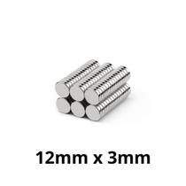 Kit 100 Imã Neodímio Disco Magnético N35 12 x 3 mm Super Forte Potente Redondo