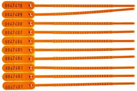 Kit 100 Lacres De Segurança Numerado P/ Malote Plástico 16cm Laranja Kit 100 Lacres De Segurança Numerado P/ Malote Plástico 16cm Laranja