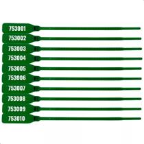 Kit 100 Lacres De Segurança Numerado P/ Malote Plástico 16cm Verde