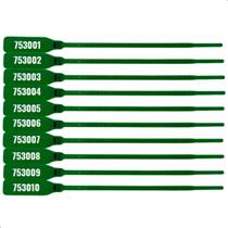Kit 100 Lacres Segurança Numerado Malote Plástico 16Cm Verde
