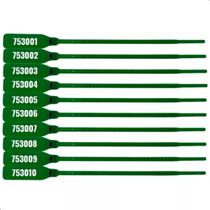 Kit 100 Lacres Segurança Numerado Malote Plástico 16Cm Verde