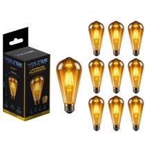 Kit 100 Lâmpada Led Filamento Retro St64 Volter 4w E27 2200k Kit 100 Lâmpada Led Filamento Retro St64 Volter 4w E27 2200k