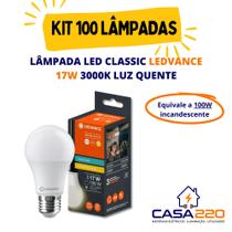Kit 100 Lâmpadas Led 17W E27 3.000K Luz Quente Bivolt Ledvance