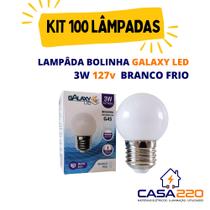 Kit 100 Lâmpadas Led Bolinha Decorativa G45 3W 127V Branco Frio E27 Galaxy LED