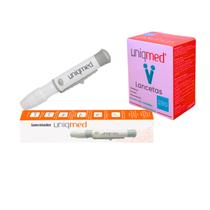 Kit 100 Lancetas 28G + Caneta Lancetador T Glicemia Glicose - UniqMed