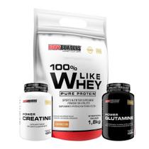 Kit 100% Like Whey 1.8Kg + Power Creatina 100G + Power Glutamina 100G Bodybuilders