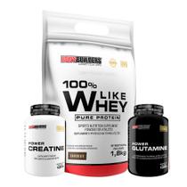 KIT 100% Like Whey 1.8kg + Power Creatina 100g + Power Glutamina 100g - Bodybuilders