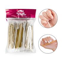 Kit 100 Lixas Parda 10,5cm Gramatura 100/180 e 100 Palitos Pinus Ponta e Chanfro Embalados Individualmente