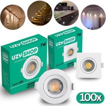 Kit 100 Luminária Led Spot 7W Economia 80% Branco Frio ou Quente Bivolt Investimento Inteligente
