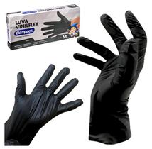 Kit 100 Luvas Plásticas VInilflex Preto Rosa Descartável Tam P M G Resistente TPE S/ Pó Elástica Resistente Bompack