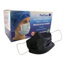 Kit 100 Máscara Cirúrgica Tripla Preto Protclean