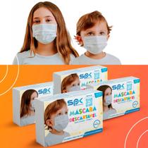 Kit 100 Máscara Descartável Infantil Tripla C/ Clip Nasal
