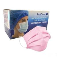 Kit 100 Máscaras Cirúrgicas Tripla Rosa Protclean