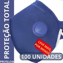 Kit 100 Mascaras Respirador Pff2 N95 Azul C Válvula Anatômica para Trabalho e Respiração Hospitalar EPI