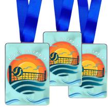 Kit 100 Medalha, Medalhas para Premiação Esportes, Retangular Personalizado Adesivada, Com Fita Azul