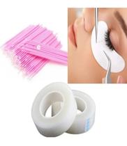 Kit 100 Microbrush + 2 Fita Micropore + 10 Pares Pads Lash