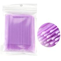 Kit 100 Microbrush Cotonete Cílios Alongamento Fio a Fio Roxo - Fan Nails