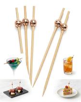 Kit 100 Palitinhos Bambu 12cm Perola Rose Gold Para Finger Food Kit 100 Palitinhos Bambu 12cm Perola Rose Gold Para Finger Food