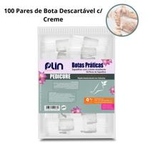 Kit 100 Pares de Bota Com Creme Amolecedor Cuticula Emoliente Descartavel